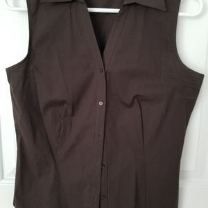 sleeveless chocolate brown top
